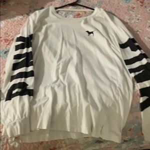 Pink long sleeve white and black tee